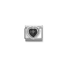 Load image into Gallery viewer, COMPOSABLE CLASSIC LINK 330606/011 BLACK CZ HEART IN 925 SILVER
