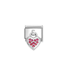 Load image into Gallery viewer, COMPOSABLE CLASSIC LINK 331800/26 HEART CHARM WITH RED CZ IN 925 SILVER
