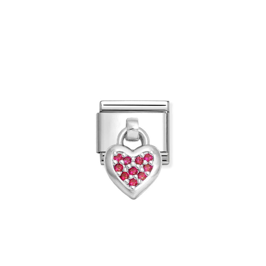 COMPOSABLE CLASSIC LINK 331800/26 HEART CHARM WITH RED CZ IN 925 SILVER