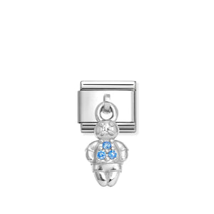 COMPOSABLE CLASSIC LINK 331800/29 BOY CHARM WITH LIGHT BLUE CZ IN 925 SILVER