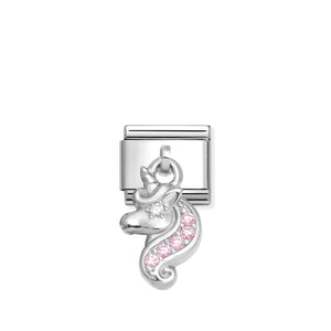 COMPOSABLE CLASSIC LINK 331800/36 UNICORN CHARM WITH PINK CZ IN 925 SILVER