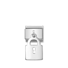 Load image into Gallery viewer, COMPOSABLE CLASSIC LINK 331801/10 ENGRAVABLE PADLOCK PENDANT CHARM IN 925 SILVER
