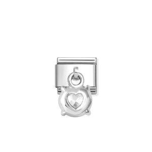 COMPOSABLE CLASSIC LINK 331812/09 ROUND BRILLIANT WHITE CZ CHARM IN 925 SILVER