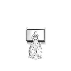 COMPOSABLE CLASSIC LINK 331812/10 DROP PEAR CUT WHITE CZ CHARM IN 925 SILVER