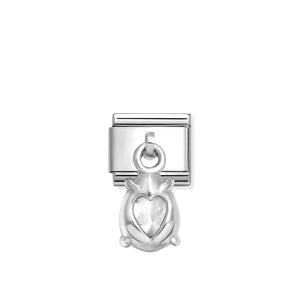 COMPOSABLE CLASSIC LINK 331812/10 DROP PEAR CUT WHITE CZ CHARM IN 925 SILVER