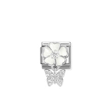 Load image into Gallery viewer, COMPOSABLE CLASSIC LINK 331814/05 WHITE FLOWER AND BUTTERFLY CZ CHARM IN 925 SILVER
