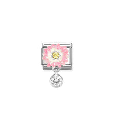 Load image into Gallery viewer, COMPOSABLE CLASSIC LINK 331814/09 PINK FLOWER AND ROUND CZ CHARM IN 925 SILVER
