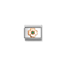 Load image into Gallery viewer, COMPOSABLE CLASSIC LINK 430305/44 FOUR-LEAF CLOVER 9K ROSE GOLD &amp; GREEN CZ
