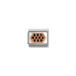 COMPOSABLE CLASSIC LINK 430312/05 BLACK CZ HEXAGON IN 9K ROSE GOLD