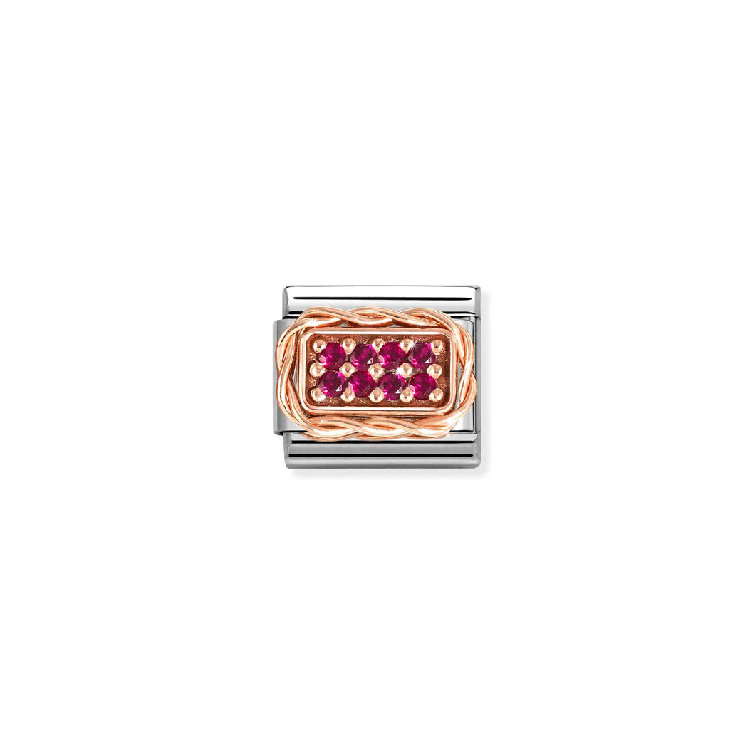 COMPOSABLE CLASSIC LINK 430318/02 PAVÉ SET 9K ROSE GOLD & RED CZ