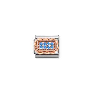 COMPOSABLE CLASSIC LINK 430318/05 PAVÉ SET 9K ROSE GOLD & LIGHT BLUE CZ