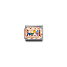 Load image into Gallery viewer, COMPOSABLE CLASSIC LINK 430318/17 PAVÉ SET 9K ROSE GOLD &amp; RAINBOW CZ
