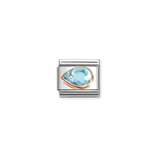 Load image into Gallery viewer, COMPOSABLE CLASSIC LINK 430605/006 TEAR DROP LEFT 9K ROSE GOLD &amp; LIGHT BLUE CZ

