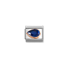 Load image into Gallery viewer, COMPOSABLE CLASSIC LINK 430605/007 TEAR DROP LEFT 9K ROSE GOLD &amp; DARK BLUE CZ
