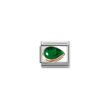 Load image into Gallery viewer, COMPOSABLE CLASSIC LINK 430606/004 TEAR DROP RIGHT 9K ROSE GOLD &amp; GREEN CZ
