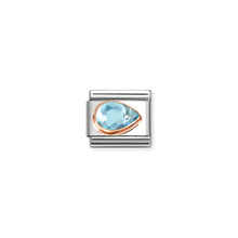 Load image into Gallery viewer, COMPOSABLE CLASSIC LINK 430606/006 TEAR DROP RIGHT 9K ROSE GOLD &amp; LIGHT BLUE CZ
