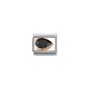 COMPOSABLE CLASSIC LINK 430606/011 TEAR DROP RIGHT 9K ROSE GOLD & BLACK CZ