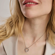 Load image into Gallery viewer, COSMIC LOVE NECKLACE 241708/053 SILVER LAYERED CIRCLE WITH WHITE CZ
