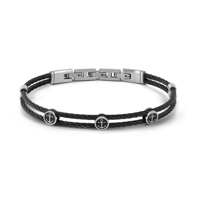 #SEALOVER BRACELET 135001/002 BLACK PVD STAINLESS STEEL WITH ANCHOR DETAILS