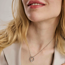 Load image into Gallery viewer, COSMIC LOVE NECKLACE 241709/053 SILVER LAYERED CIRCLE PENDANT WITH WHITE CZ
