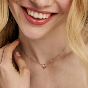 COSMIC LOVE NECKLACE 241706/005 ROSE GOLD SMALL HEART WITH WHITE CZ