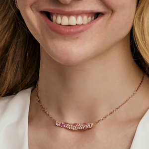 MOSAICA NECKLACE 241605/011 ROSE GOLD & PINK CZ CLUSTER