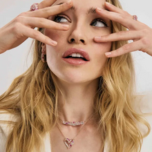 Load image into Gallery viewer, MOSAICA NECKLACE 241605/011 ROSE GOLD &amp; PINK CZ CLUSTER
