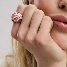 Load image into Gallery viewer, MOSAICA WIDE RING 241601/011 ROSE GOLD WITH PINK &amp; WHITE CZ
