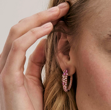 Load image into Gallery viewer, MOSAICA EARRINGS 241607/011  ROSE GOLD &amp; PINK CZ OVAL HOOP
