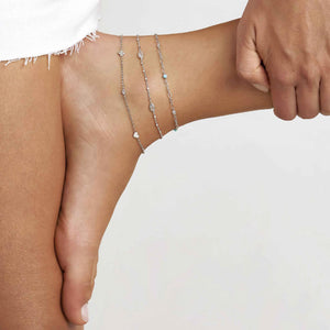 ANKLET 241000/003 SILVER CHAIN WITH TURQUOISE & CZ