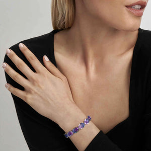 SYMBIOSI BRACELET 240803/028 SILVER WITH LARGE PURPLE AND PINK TWO-TONE STONES