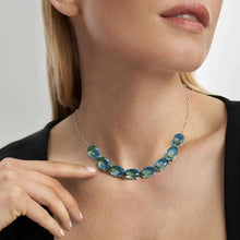 Load image into Gallery viewer, SYMBIOSI NECKLACE 240805/025 SILVER WITH LARGE BLUE AND GREEN TWO-TONE STONES
