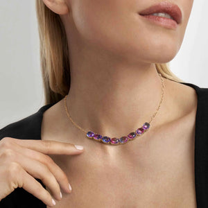 SYMBIOSI NECKLACE 240804/030 ROSE GOLD WITH PINK AND PURPLE TWO-TONE STONES