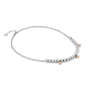 SPHERE NECKLACE 020354/034 STAINLESS STEEL, ROSE GOLD & WHITE CRYSTAL