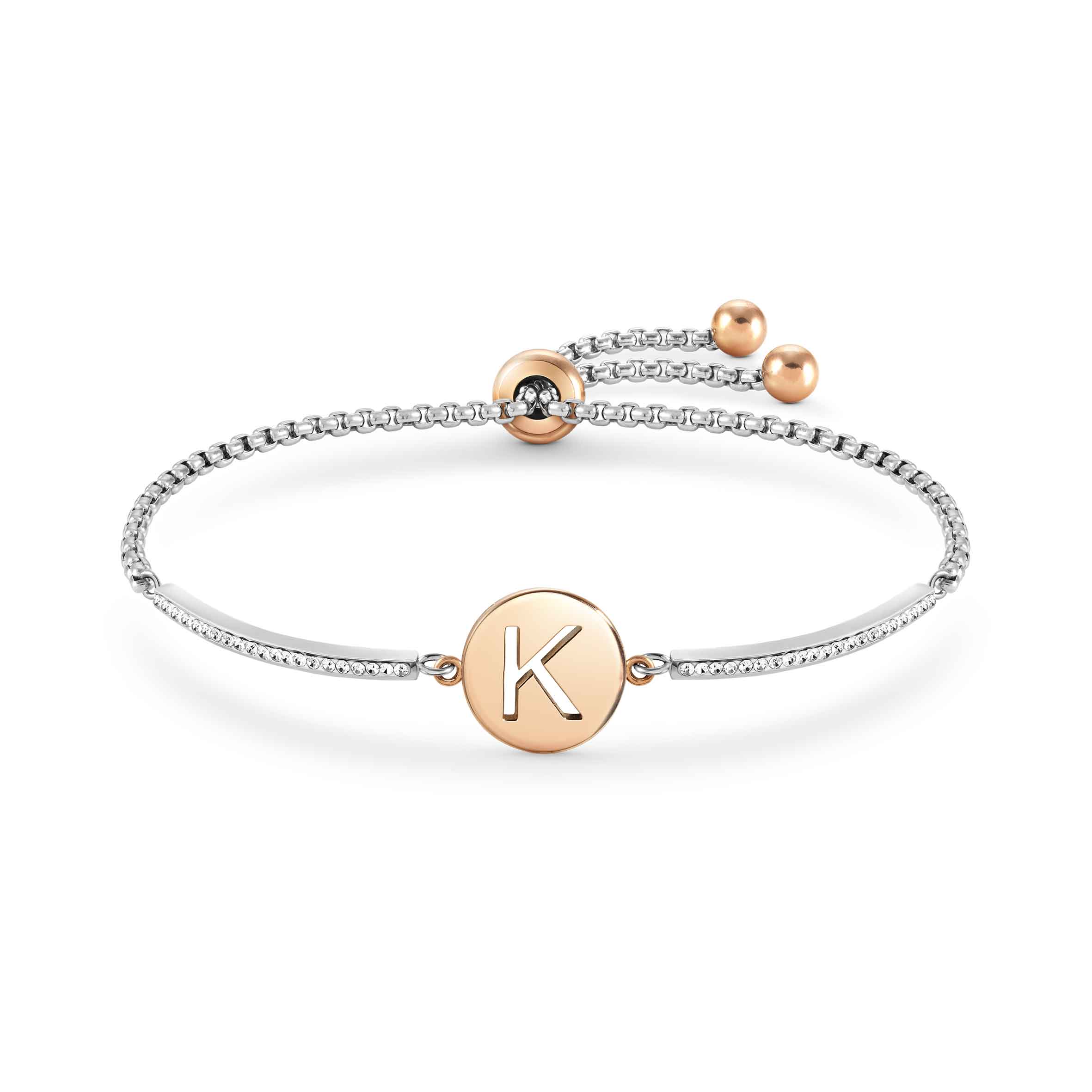 Milleluci bracelet, Letter K in Stainless Steel