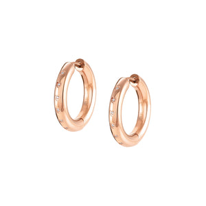 INFINITO EARRINGS 028204/011 ROSE GOLD WITH CZ HOOPS