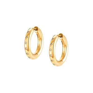 INFINITO EARRINGS 028204/012 GOLD WITH CRYSTAL HOOPS