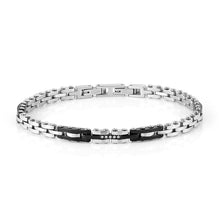 Load image into Gallery viewer, STRONG MEN&#39;S BRACELET 028301/003 STEEL WITH BLACK CERAMIC, PVD &amp; CZ

