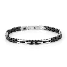 Load image into Gallery viewer, STRONG MEN&#39;S BRACELET 028302/003 STEEL WITH BLACK CERAMIC, PVD &amp; CZ
