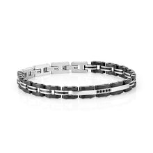 Load image into Gallery viewer, STRONG MEN&#39;S BRACELET 028302/008 STEEL WITH BLACK PVD, CERAMIC &amp; CZ
