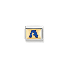Load image into Gallery viewer, COMPOSABLE CLASSIC LINK 030201/01 BLUE LETTER A IN 18K GOLD &amp; ENAMEL
