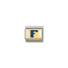 Load image into Gallery viewer, COMPOSABLE CLASSIC LINK 030201/06 BLUE LETTER F IN 18K GOLD &amp; ENAMEL
