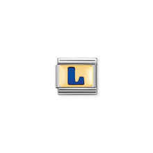 Load image into Gallery viewer, COMPOSABLE CLASSIC LINK 030201/12 BLUE LETTER L IN 18K GOLD &amp; ENAMEL
