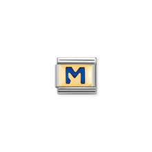 Load image into Gallery viewer, COMPOSABLE CLASSIC LINK 030201/13 BLUE LETTER M IN 18K GOLD &amp; ENAMEL
