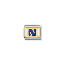 Load image into Gallery viewer, COMPOSABLE CLASSIC LINK 030201/14 BLUE LETTER N IN 18K GOLD &amp; ENAMEL
