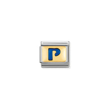 Load image into Gallery viewer, COMPOSABLE CLASSIC LINK 030201/16 BLUE LETTER P IN 18K GOLD &amp; ENAMEL
