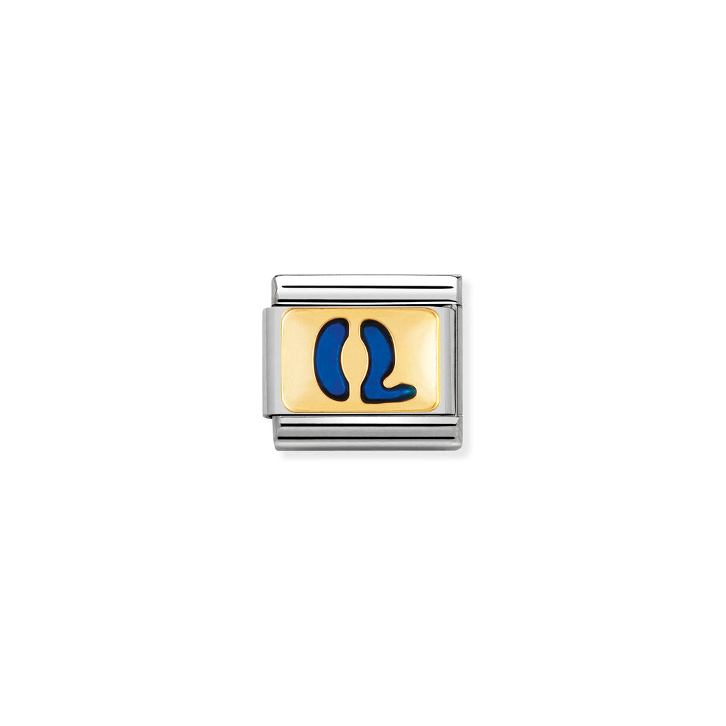 COMPOSABLE CLASSIC LINK 030201/17 BLUE LETTER Q IN 18K GOLD & ENAMEL