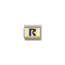 Load image into Gallery viewer, COMPOSABLE CLASSIC LINK 030201/18 BLUE LETTER R IN 18K GOLD &amp; ENAMEL
