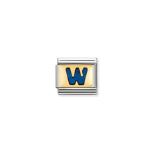Load image into Gallery viewer, COMPOSABLE CLASSIC LINK 030201/23 BLUE LETTER W IN 18K GOLD &amp; ENAMEL
