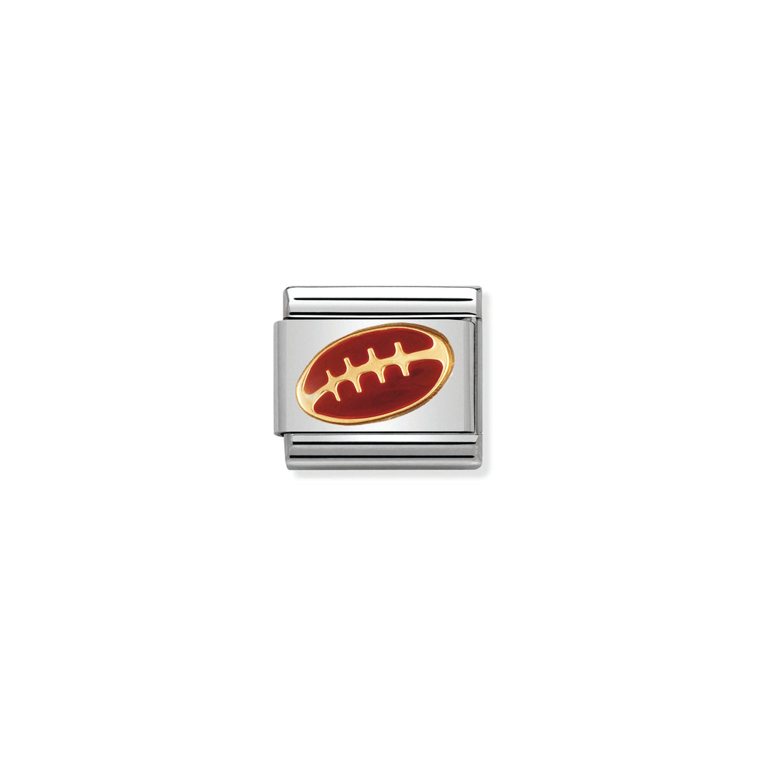 COMPOSABLE CLASSIC LINK 030203/09 FOOTBALL IN 18K GOLD & ENAMEL